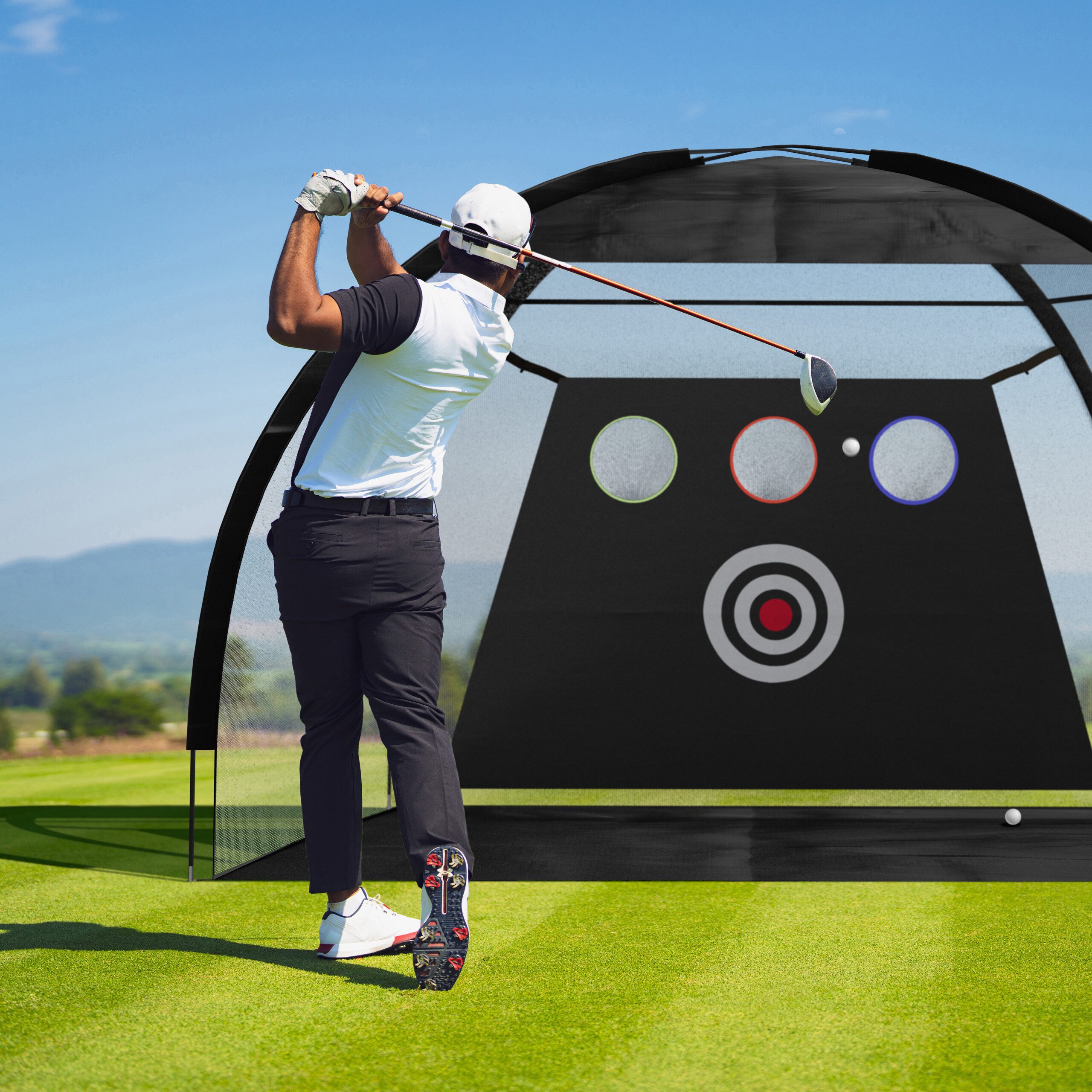 relaxdays Golfnetz Schwarzes Golf Übungsnetz (1-St)