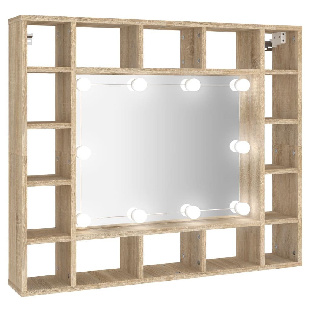 vidaXL Badezimmerspiegelschrank Spiegelschrank mit LED Sonoma-Eiche 91x15x76,5 cm