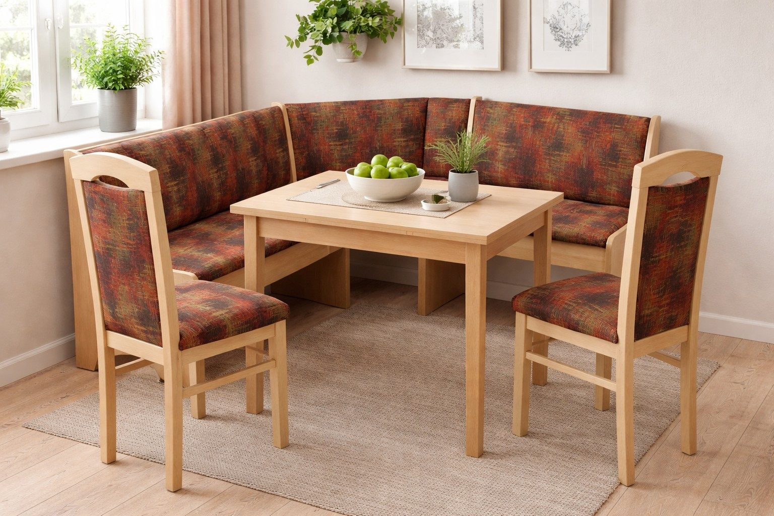 moebel-direkt-online Sitzgruppe 4tlg. Eckbankgruppe bestehend aus Truheneckbank, Esstisch, Stühlen, (Spar-Set, 4teiliges Set)
