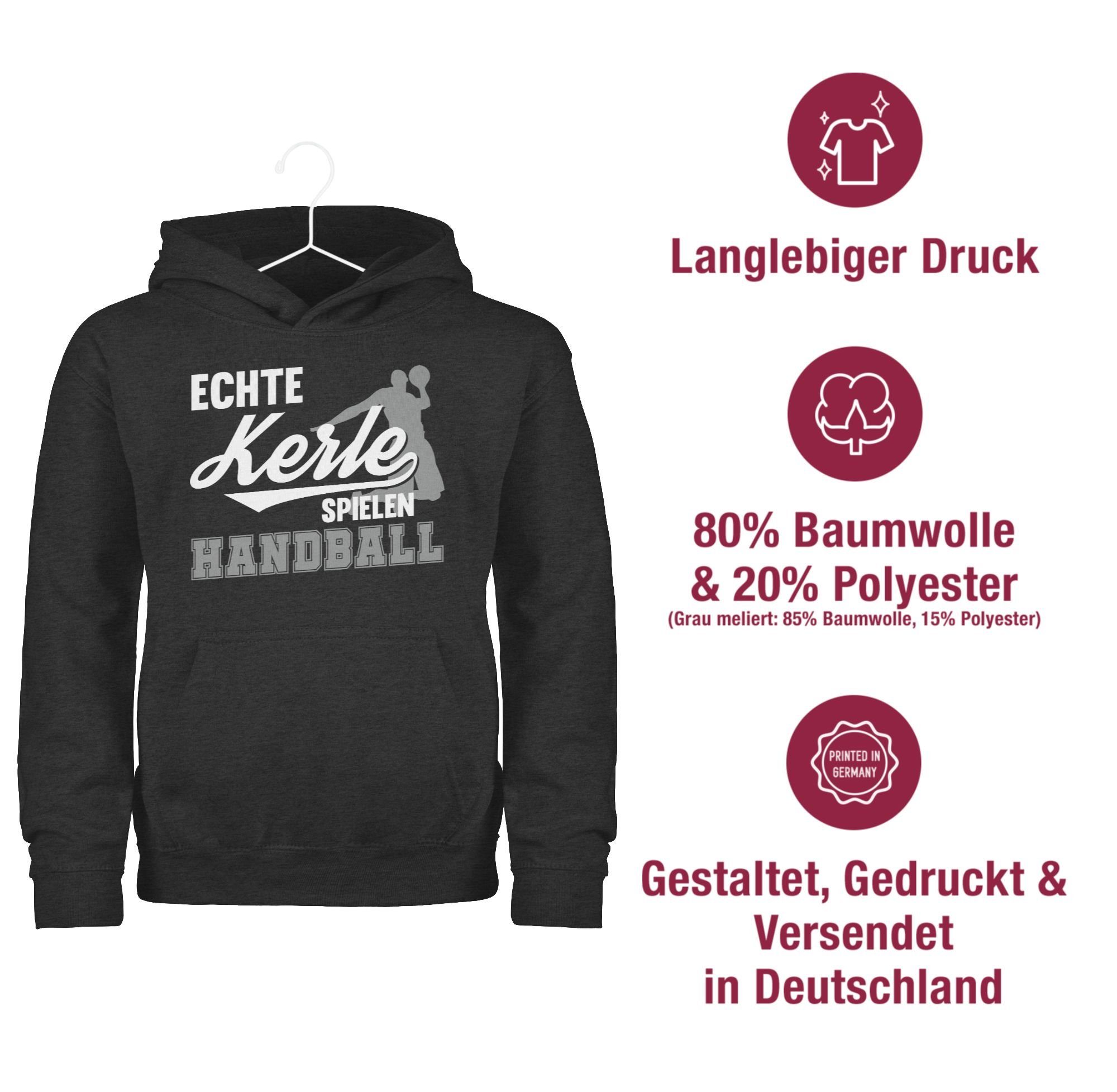 Shirtracer Hoodie Echte Kerle spielen Handball weiß / grau Kinder Sport Kleidung