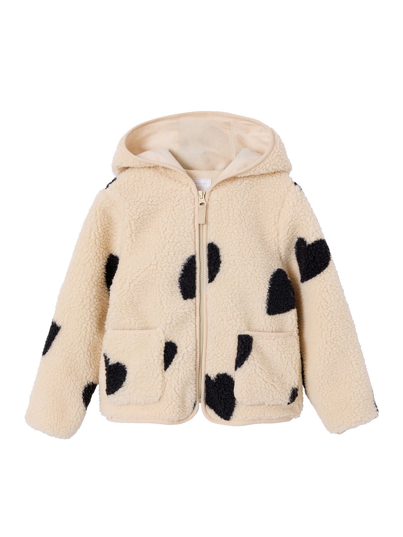 vertbaudet Blouson Mädchen Teddyfleece-Jacke Teddyflecee, Blumenmuster