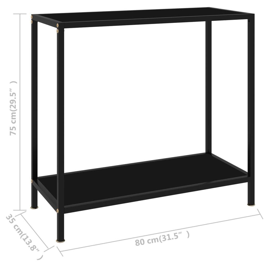 Hartglas Schwarz cm Konsolentisch (1-St) Beistelltisch 80x35x75 furnicato