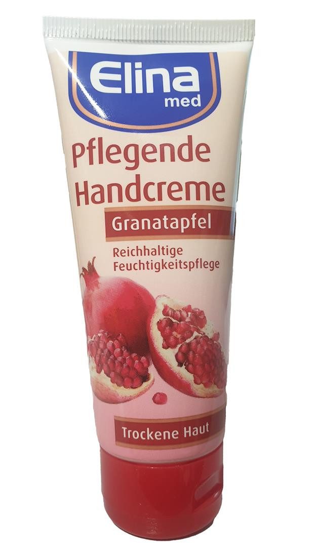 Elina Med Handcreme Granatapfel Handcreme 75ml Tube - Reichhaltige Pflege Tube, Handcreme Hautschutzcreme Pflegecreme Handpflegecreme Handlotion Lotio