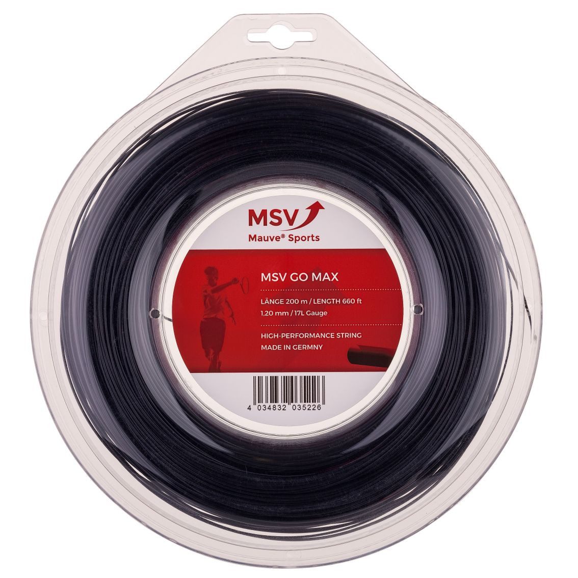 Tennissaite Go Max (Haltbarkeit+Kontrolle) schwarz 200 Meter Rolle