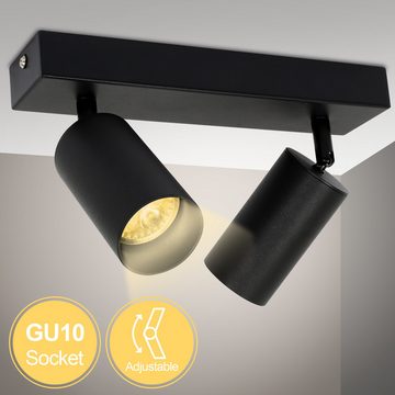Clanmacy LED Deckenspots Deckenstrahler wechselbar Warmweiß LED Decken-lampe GU10 Schwarz