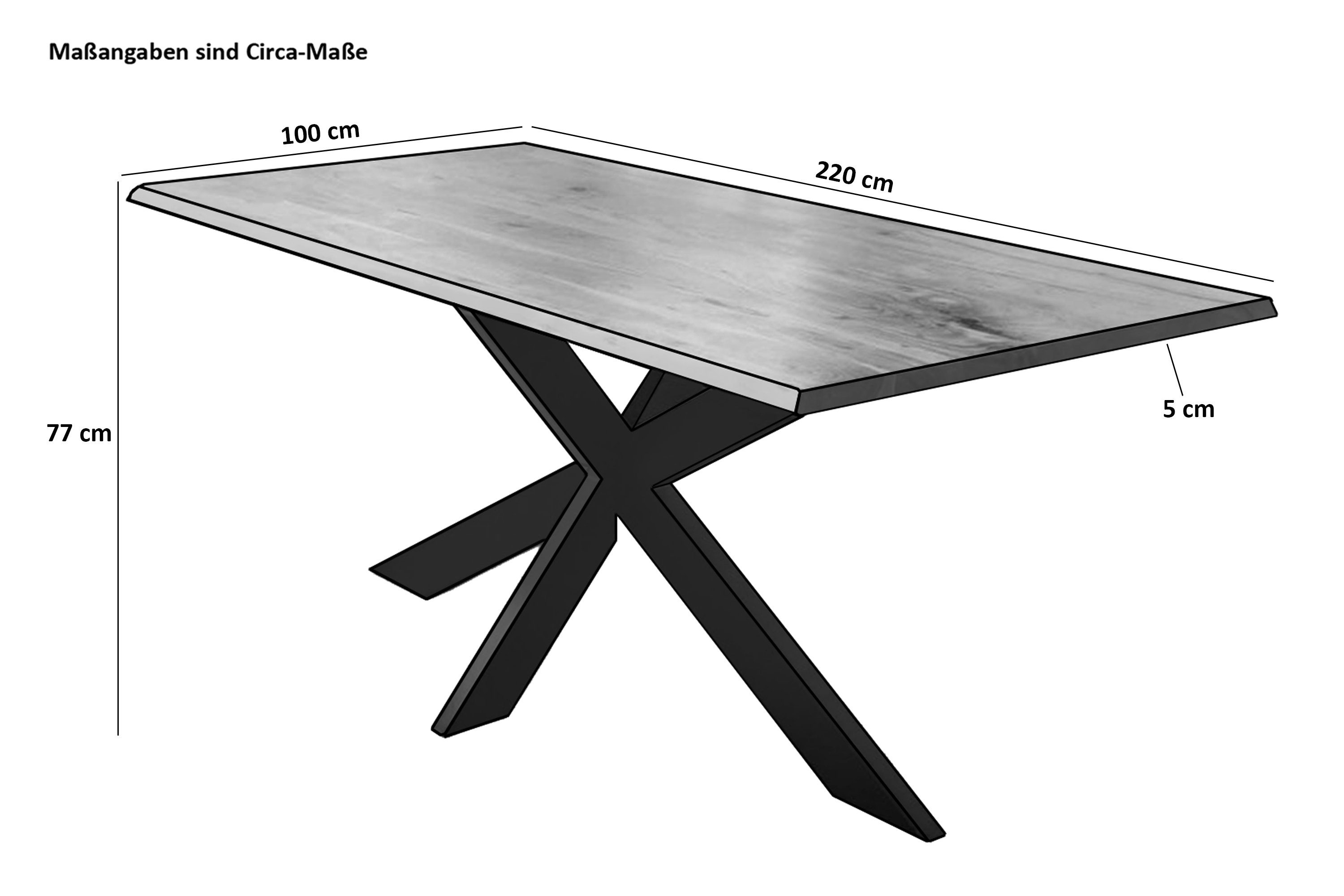 SAM® Esstisch Waves_Spider, Mangoholz, gedoppelte Tischplatte, günstig online kaufen