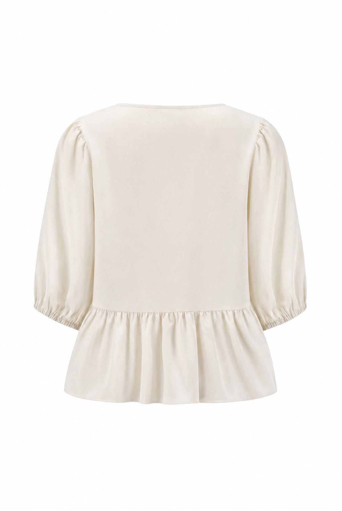 NADINE H Blusenshirt Baumwoll-Bluse mit Puffärmeln Kragenband im Frühlingsstyle