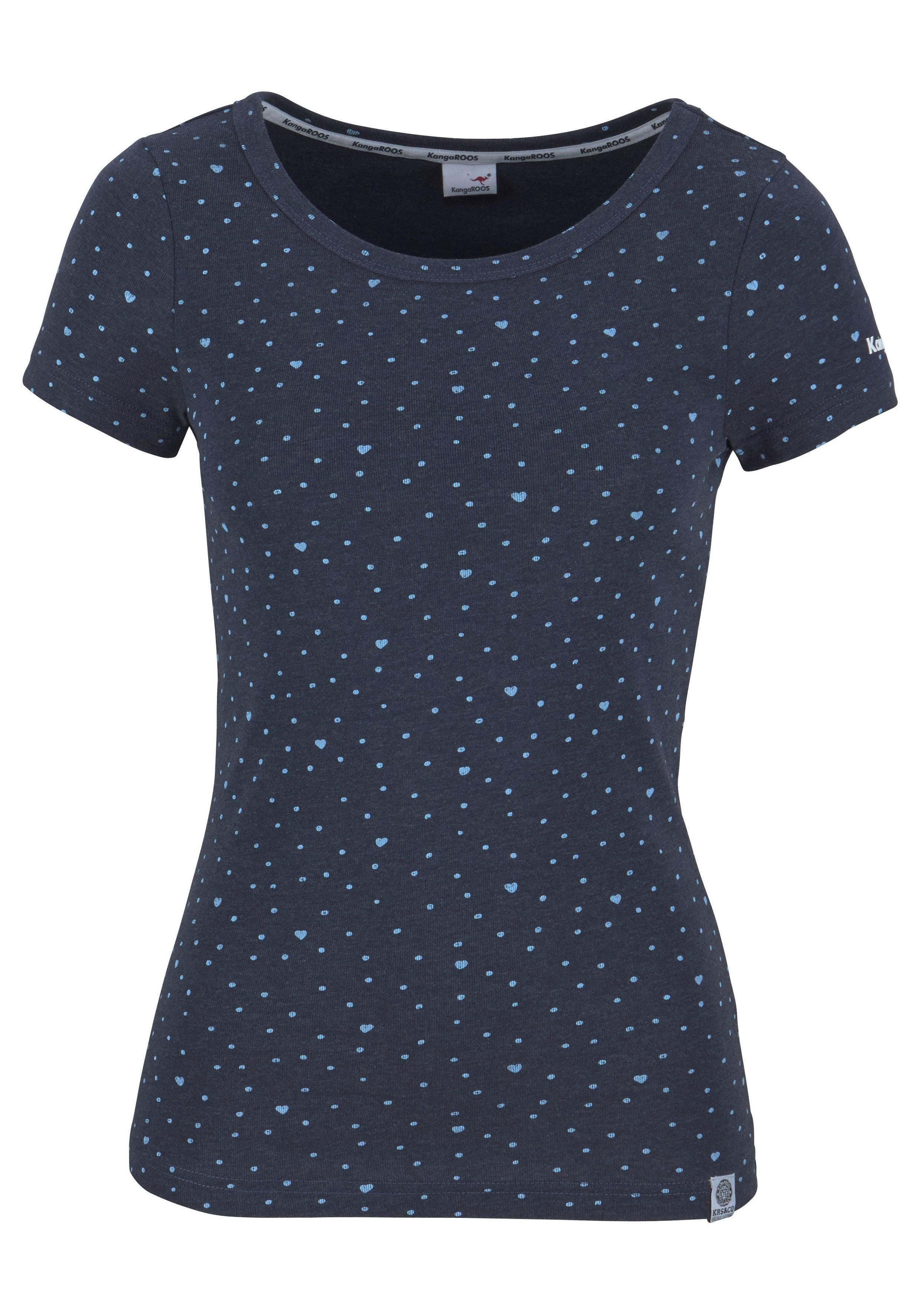 KangaROOS T-Shirt Kurzarm, elastische Rippware, mit Herz-Muster, Rundhalsausschnitt. Reduzierter Preis € 16,09. Unverbindliche Preisempfehlung € 22,99