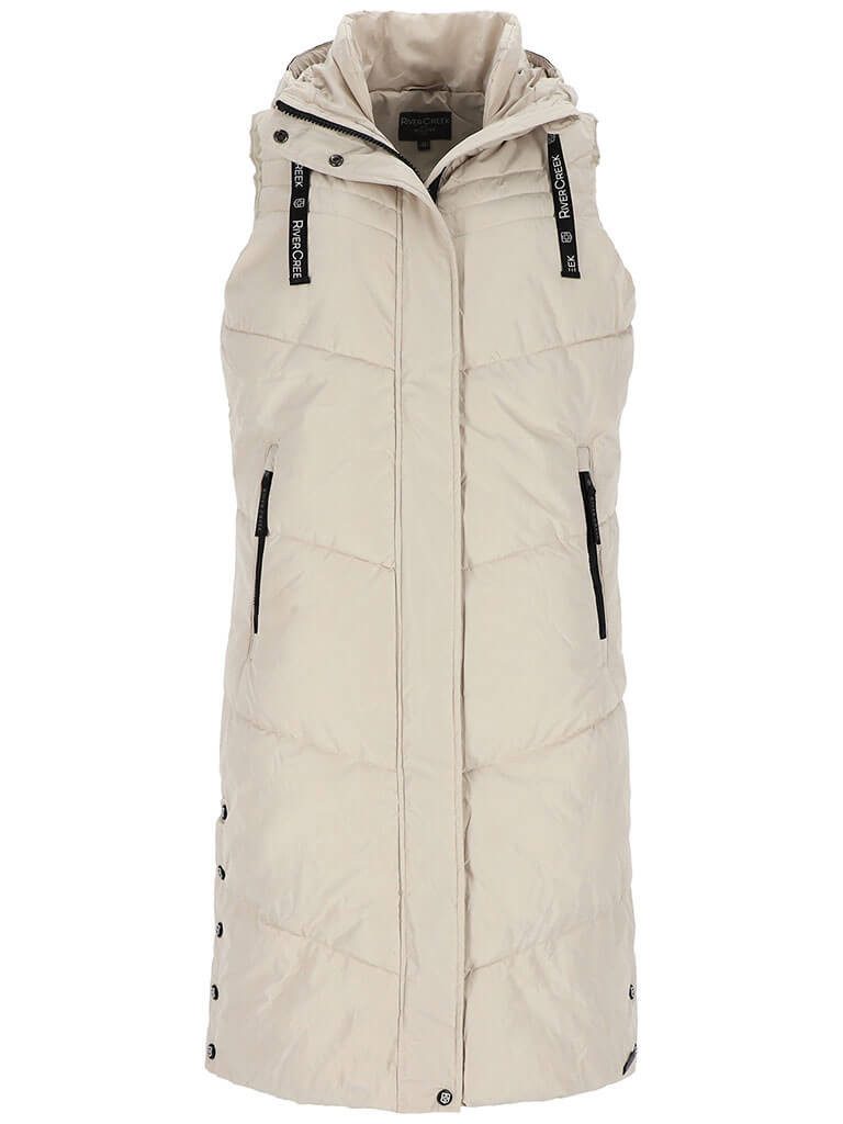 Rivercreek Steppweste Damen Langweste mit Kapuze - Gesteppte Weste mit Seit günstig online kaufen