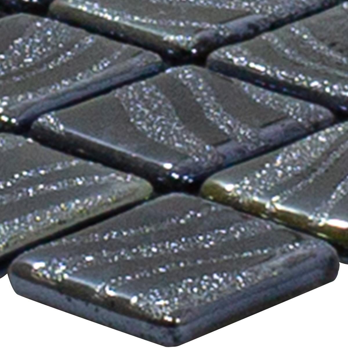 Mosafil Mosaikfliesen Muster von Glas Schwimmbad Pool Mosaik Marisburg Glitzer, Glas-Ecoglas 10.000x10.000, schwarz, Punktverklebt - Frostsicher - Wasserdicht - Wasserfest - Rutschfest