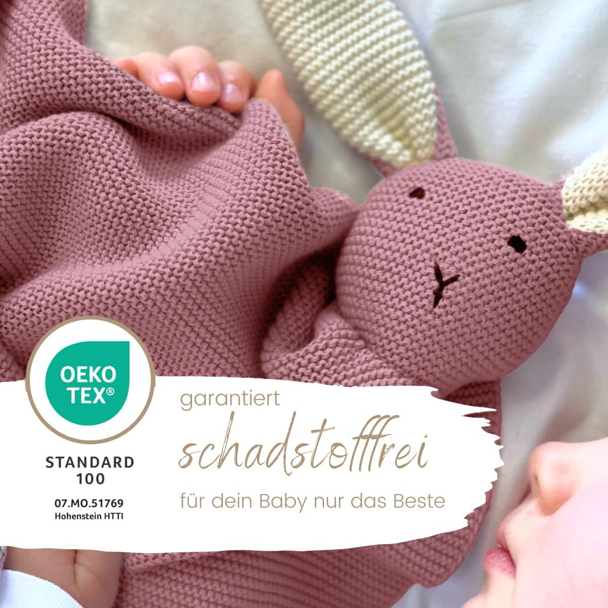 Babydecke DIKOS® Babydecke SCHMUSE-HASE Baby Geschenk Mädchen Junge Geschenkset, DIKOS, Geschenk zur Geburt, PREMIUM Qualität, 100 % BIO Baumwolle, nachhaltig – Bild 3 von 5
