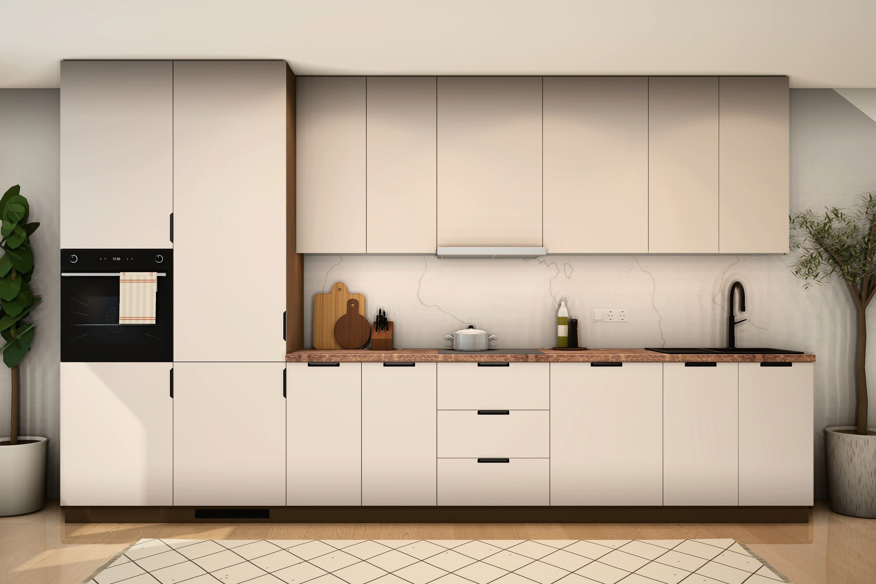 ROYAL24_MARKT Küchenzeile K73-G400 L - Kompakte Form, maximale Funktionalität, (Komplett Set), Top Qualität - Modernes Design - Feinste Materialien.