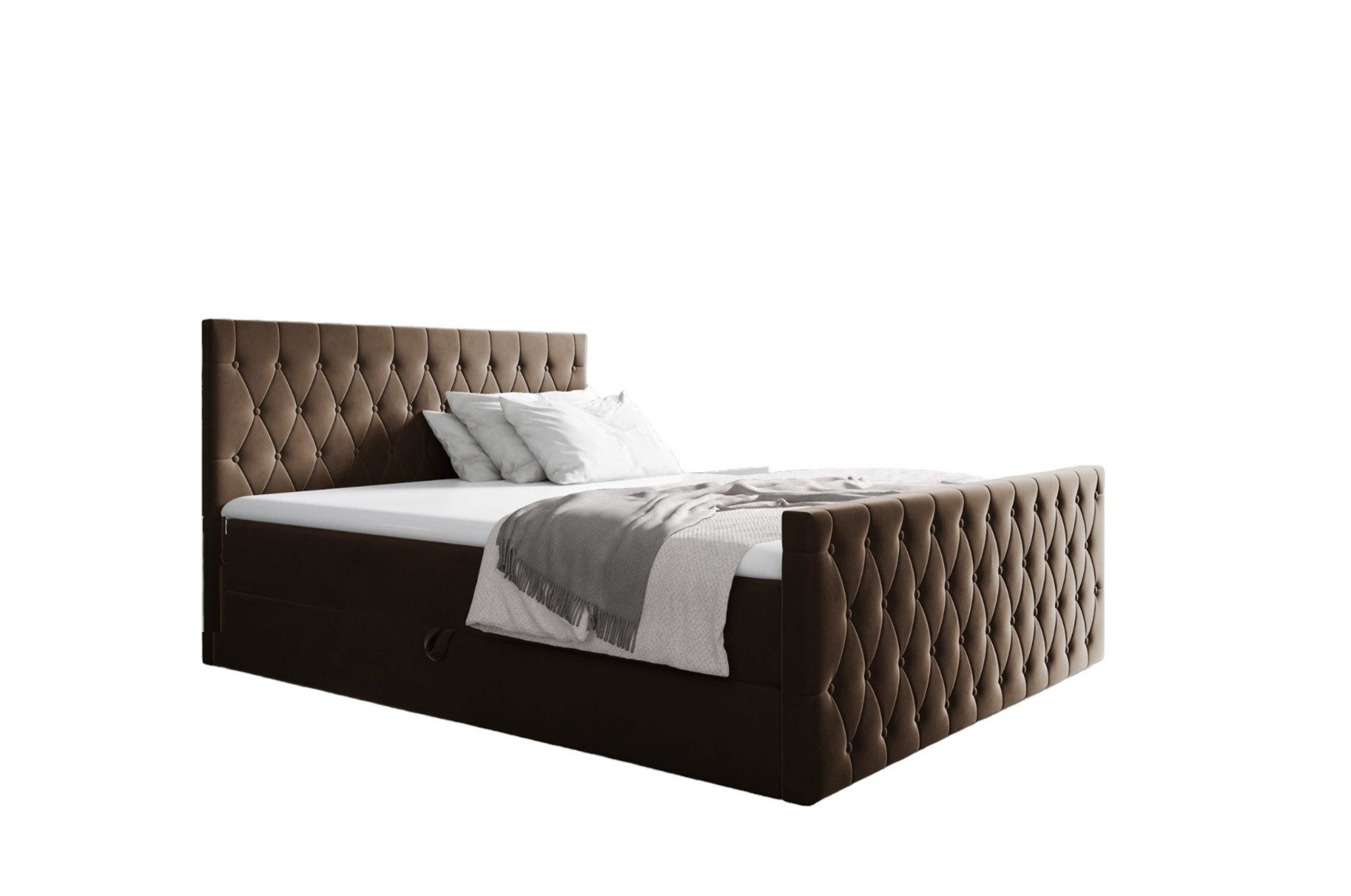 Fun Möbel Boxbett Schlafzimmerbett ASHER Standard Stoff Fresh (inkl. Kaltschaumtopper, mit Bonellfederkernmatratze), inkl. Bettkasten