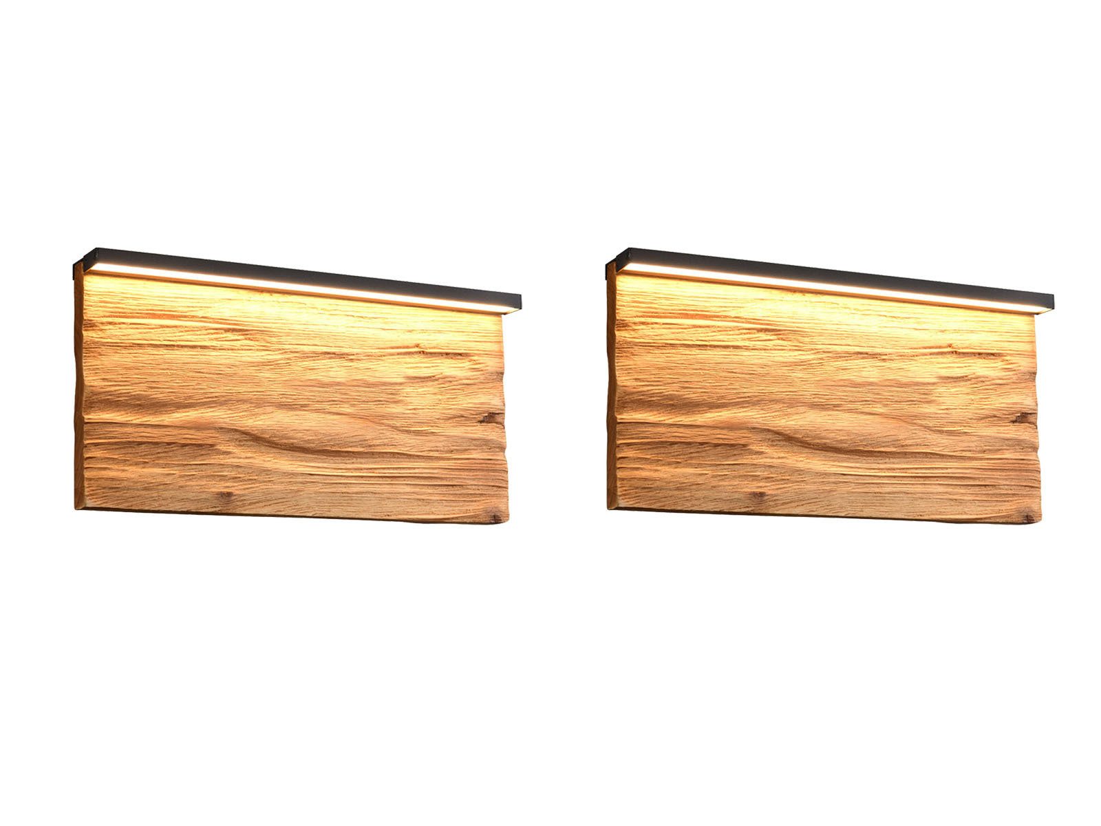 TRIO Leuchten LED Wandleuchte, Dimmfunktion, LED fest integriert, warmweiß, 2er Set indirekte Wand-beleuchtung innen flach-e Holzlampe-n, B: 30cm