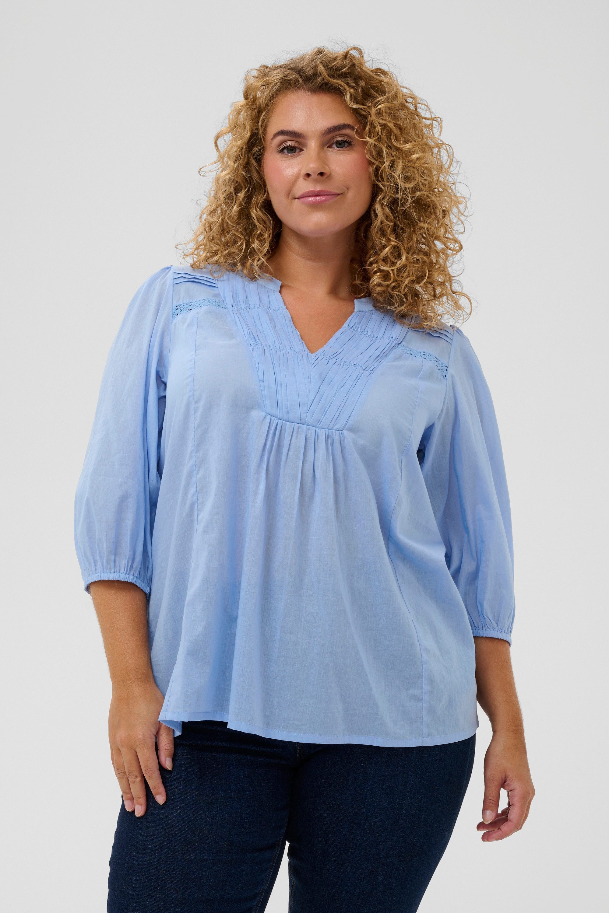 KAFFE Curve Kurzarmbluse Kurzarm-Bluse KCkarlia Große Größen