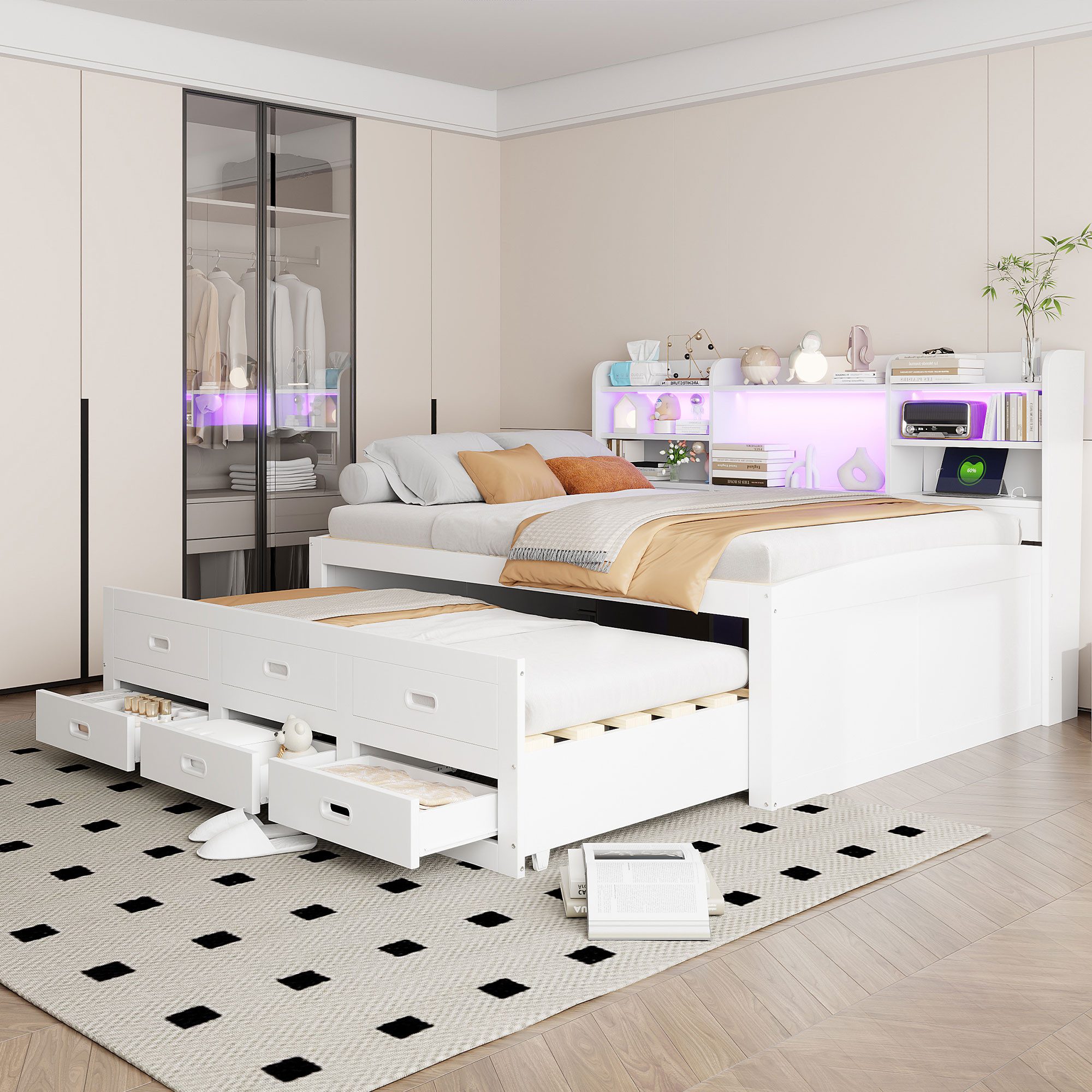 Flieks Daybett, Tagesbett 140x200cm Ausziehbett 90x190cm günstig online kaufen