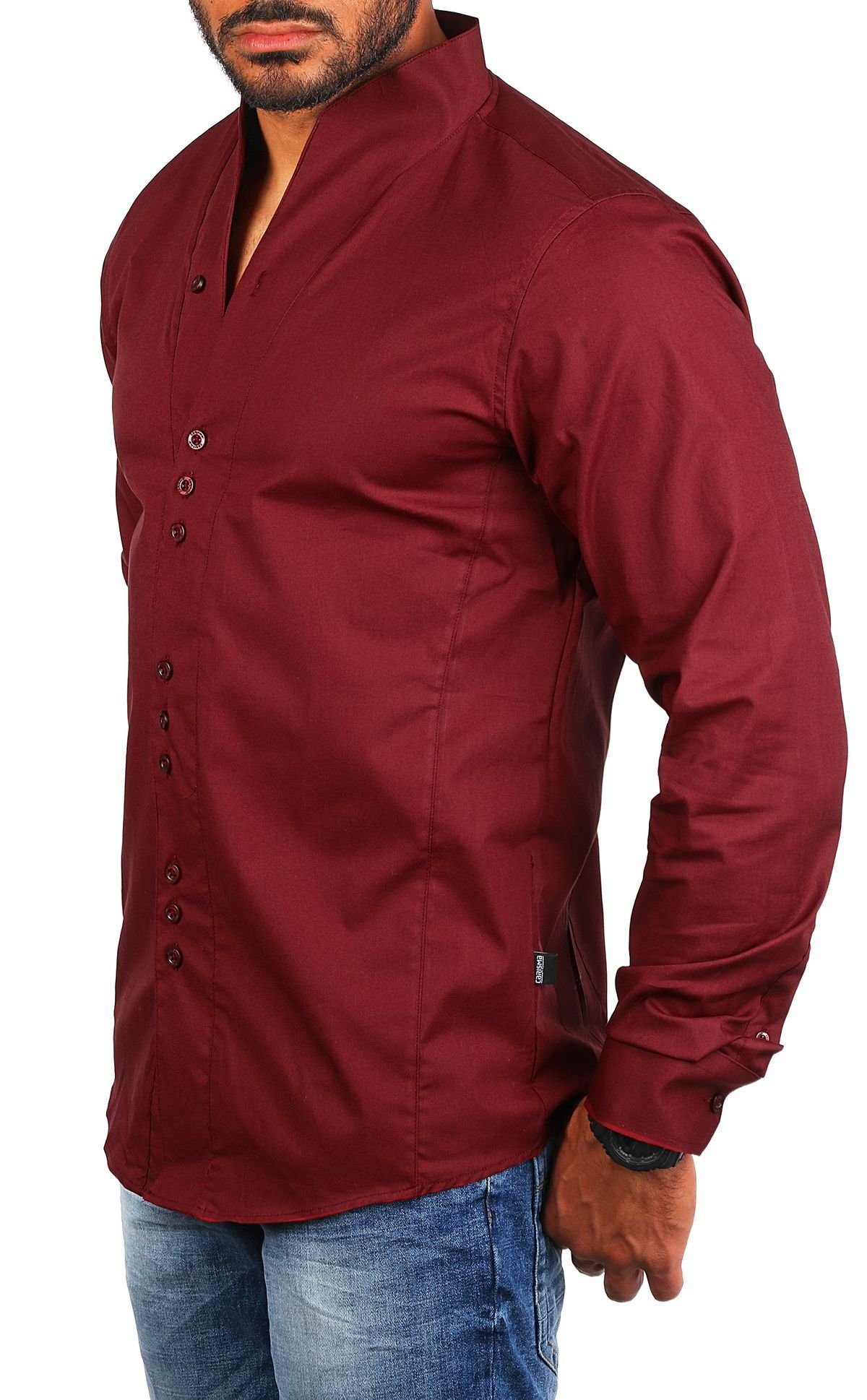 CARISMA Langarmhemd Herren langarm Stehkragen Hemd H-902-regular fit Regular Langarm Stehkragen Uni