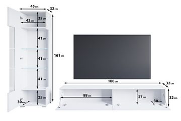 INOSIGN Wohnwand Kenia, (Komplett-Set, 2-St), Vitrine mit Eckverglasung, hängend und stehend montierbar