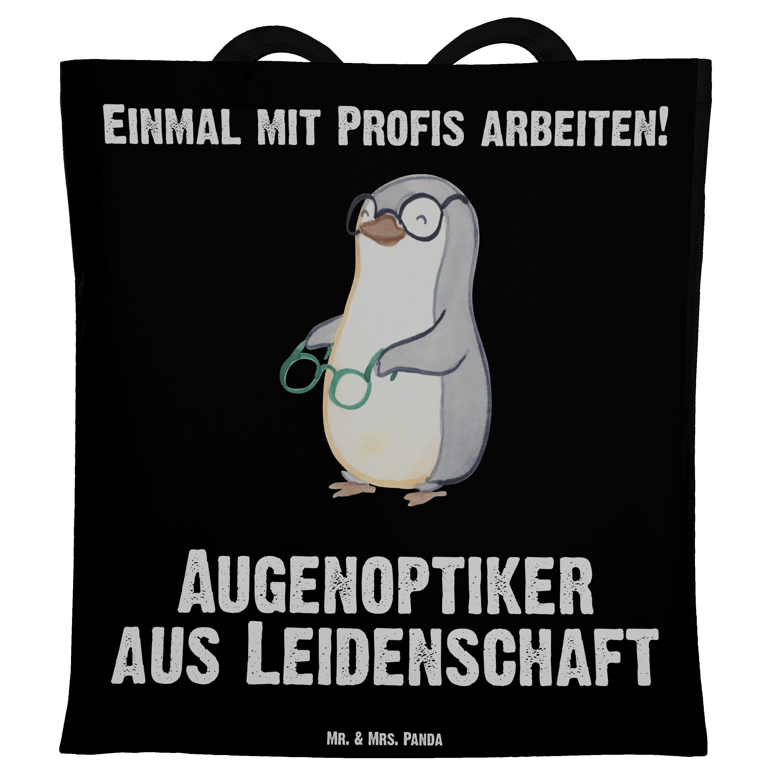 Mr. & Mrs. Panda Tragetasche Augenoptiker aus Leidenschaft - Schwarz - Geschenk, Brillengeschäft, (1-tlg) | Canvas-Taschen