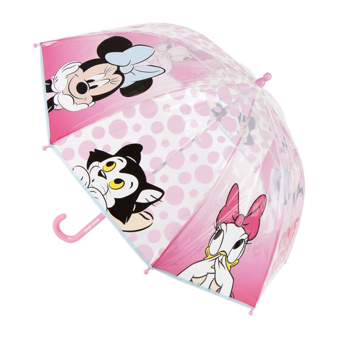 Disney Minnie Mouse Langregenschirm Ø 45 cm Kinder Regenschirm Manuell Rosa Transparent