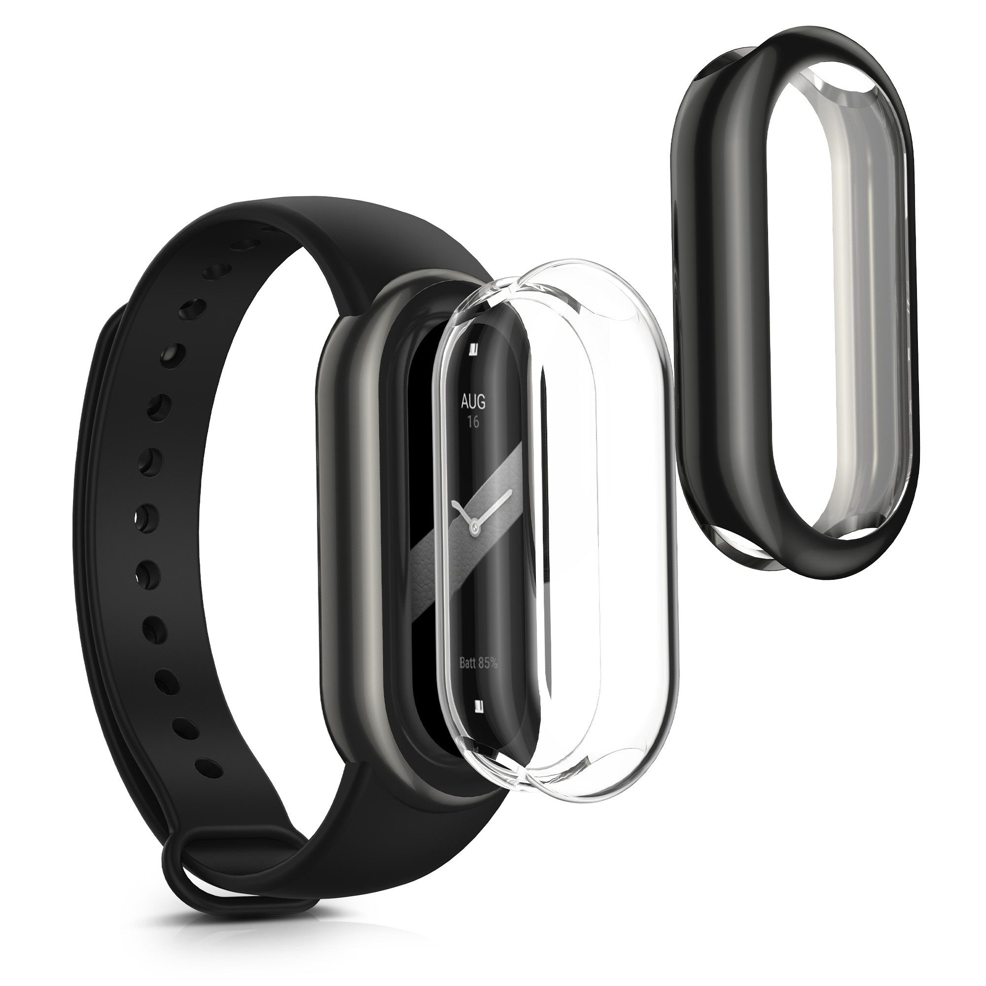 kwmobile Smartwatch-Hülle 2x Silikon Hülle für Xiaomi Mi Band 10 / Smart Band 10, Schutzhülle Fullbody Display Cover Set aus Silikon