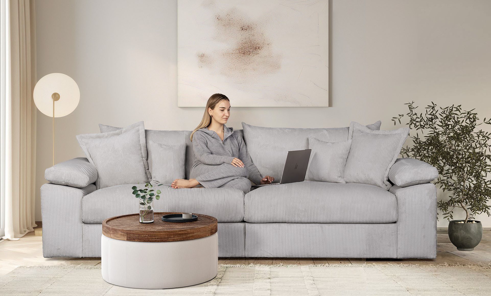 Home affaire Big-Sofa Soft&Cosy XL - Breite 246 cm, Mega-Sofa, in Cord, Federkern-Polsterung