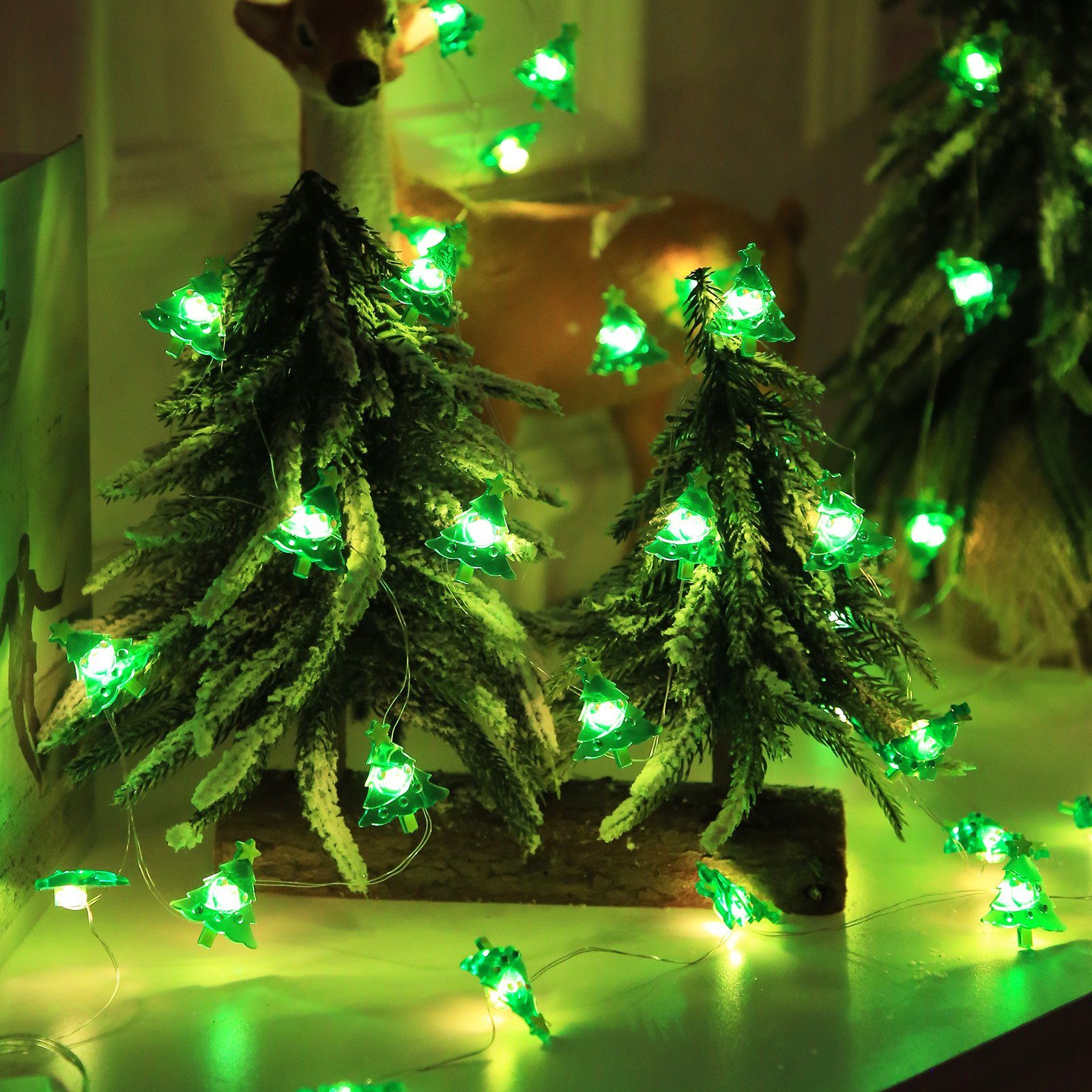 Rosnek LED-Lichterkette 1/2M, für Party, Kupferdraht, Schlafzimmer Deko Weihnachtsmotiv, Restaurant Weihnachtsbaum batterie