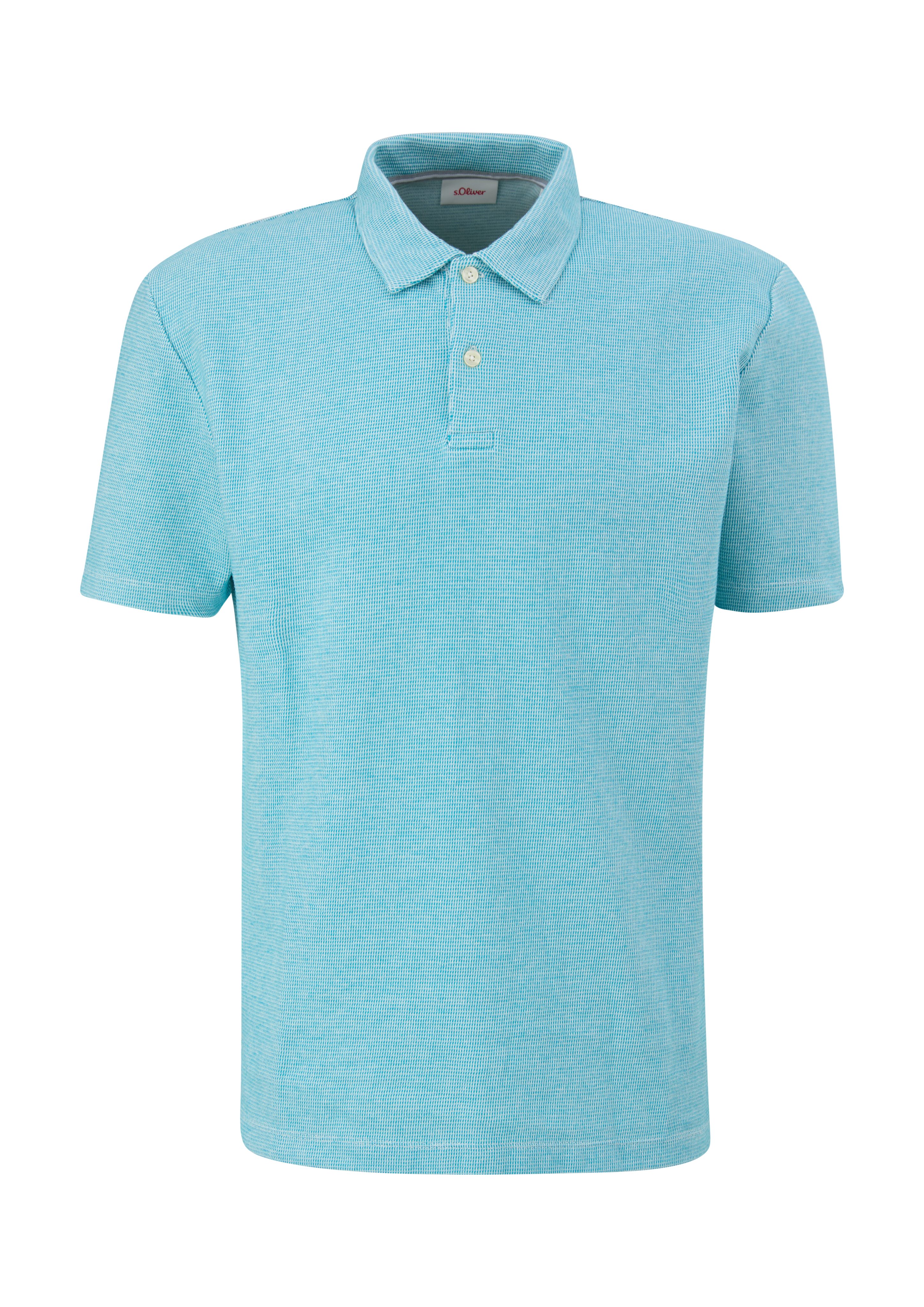 s.Oliver Kurzarmshirt Poloshirt aus Baumwollmix türkisblau