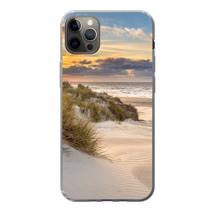 MuchoWow Handyhülle Strand - Düne - Gras - Sonnenuntergang - Meer Handyhülle Apple iPhone 13 Pro Max Smartphone-Bumper Print Handy