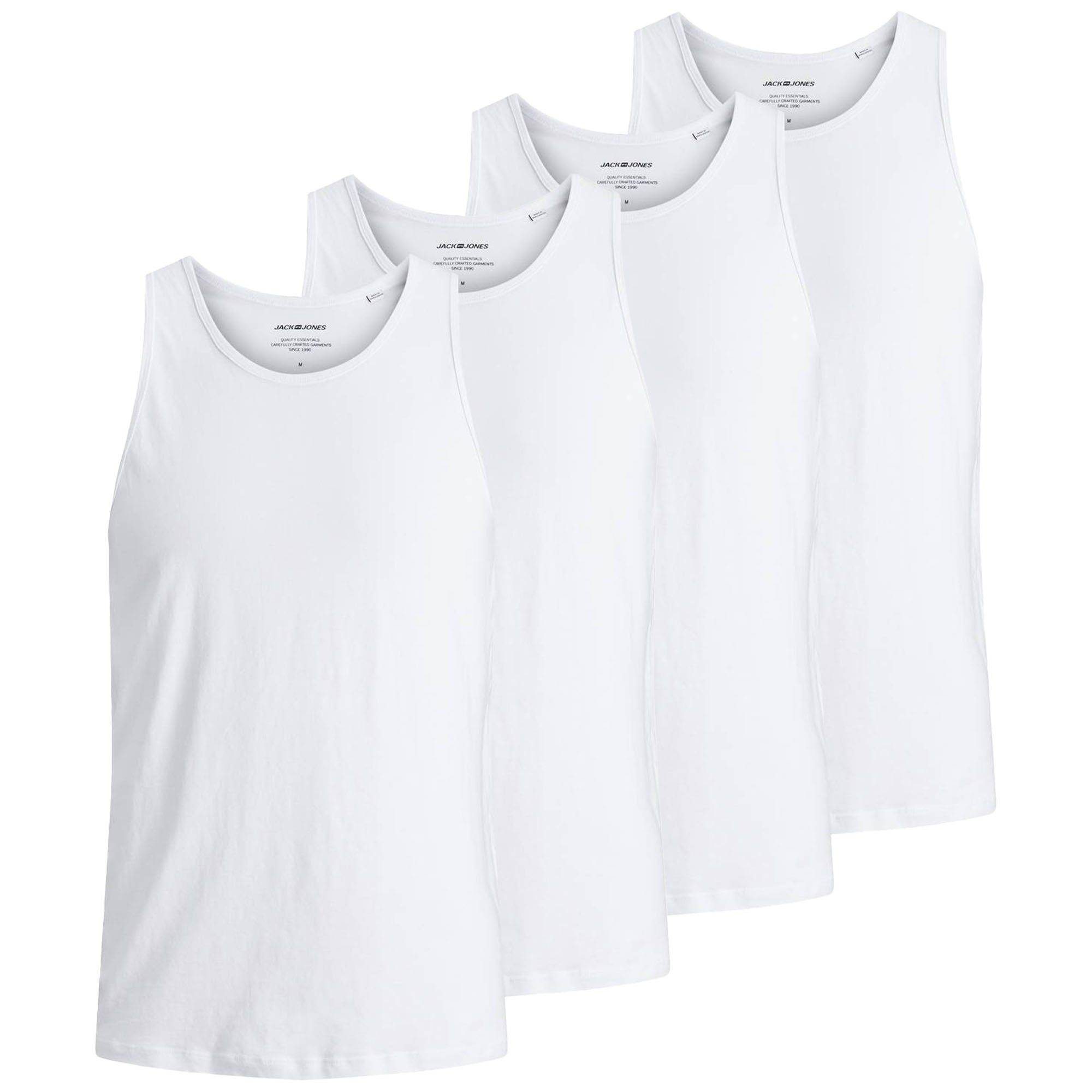 Jack & Jones Unterhemd Herren T-Shirt, 4er Pack - JACBASIC CREW NECK TEE Weiß