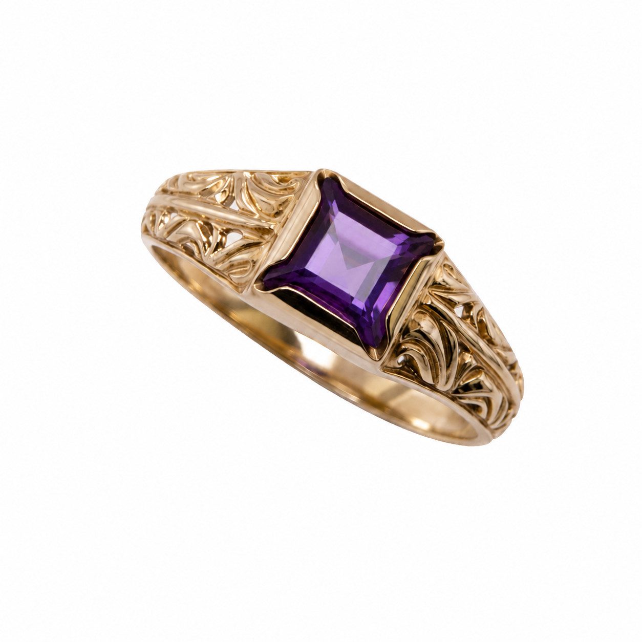 Sogni d'oro Goldring mit Amethyst, Gelbgold 375