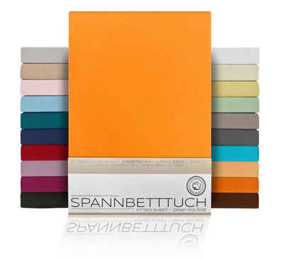 Spannbettlaken Spannbetttuch Bettlaken aus gekämmter Baumwolle Premium Jersey 160g/m², Beautex, Jersey, Gummizug: rundum, (1 Stück)