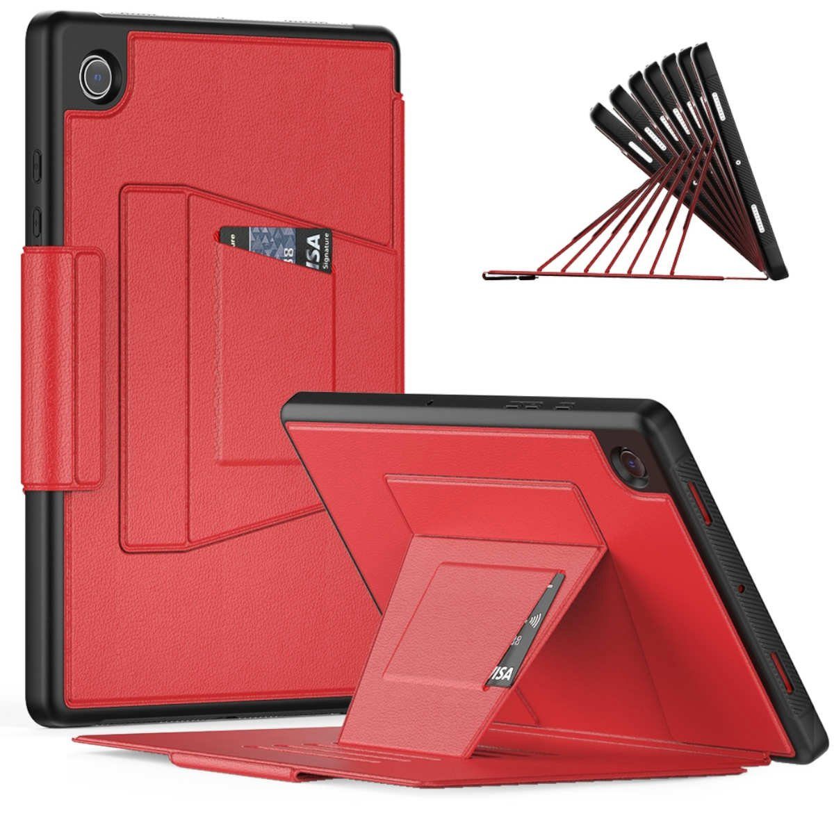 Wigento Tablet-Hülle Für Samsung Galaxy Tab A8 Kunstleder Smart Cover Tablet  Tasche Etuis Hülle Case Schutz Rot