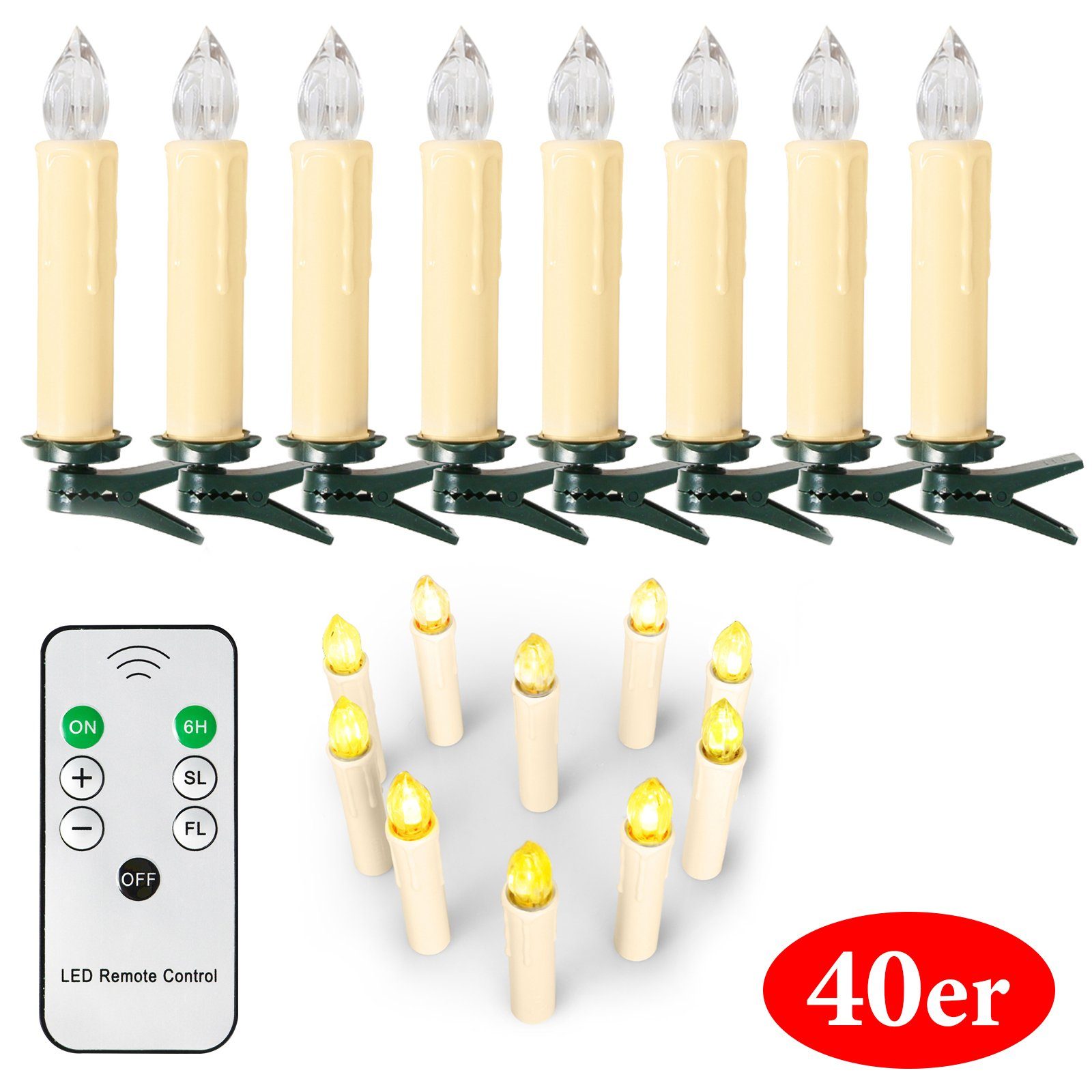 Gotoll LED-Christbaumkerzen »40er«, LED Weihnachtskerzen kabellos  Weihnachtsbaum Kerzen