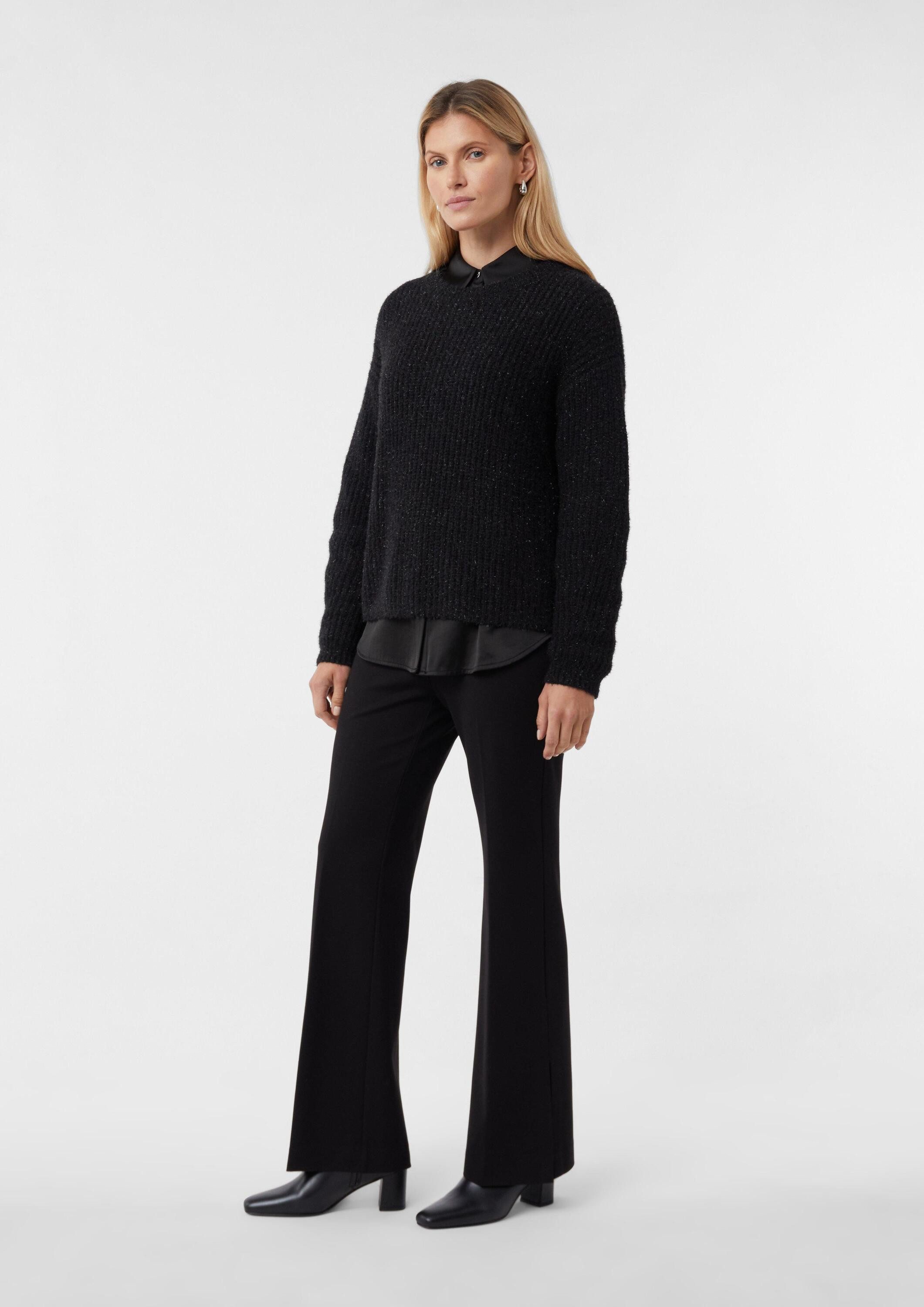 comma Chinos Hose Fließende Jerseyhose mit Flared Leg und Schlitzen am Saum günstig online kaufen