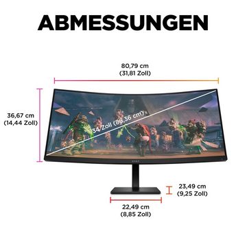 HP OMEN 34c (HSD-0159-A) Curved-Gaming-Monitor (86,4 cm/34 ", 3440 x 1440 px, WQHD, 1 ms Reaktionszeit, 165 Hz, VA LED)