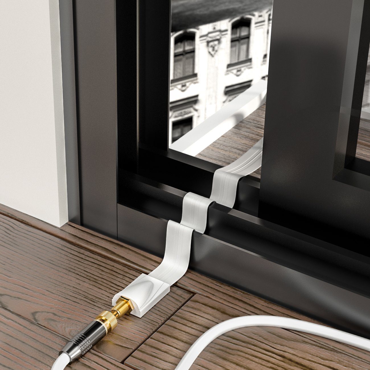 deleyCON deleyCON SAT Fensterdurchführung Flachkabel SAT Kabel Kupplung SAT-Kabel – Bild 5 von 5