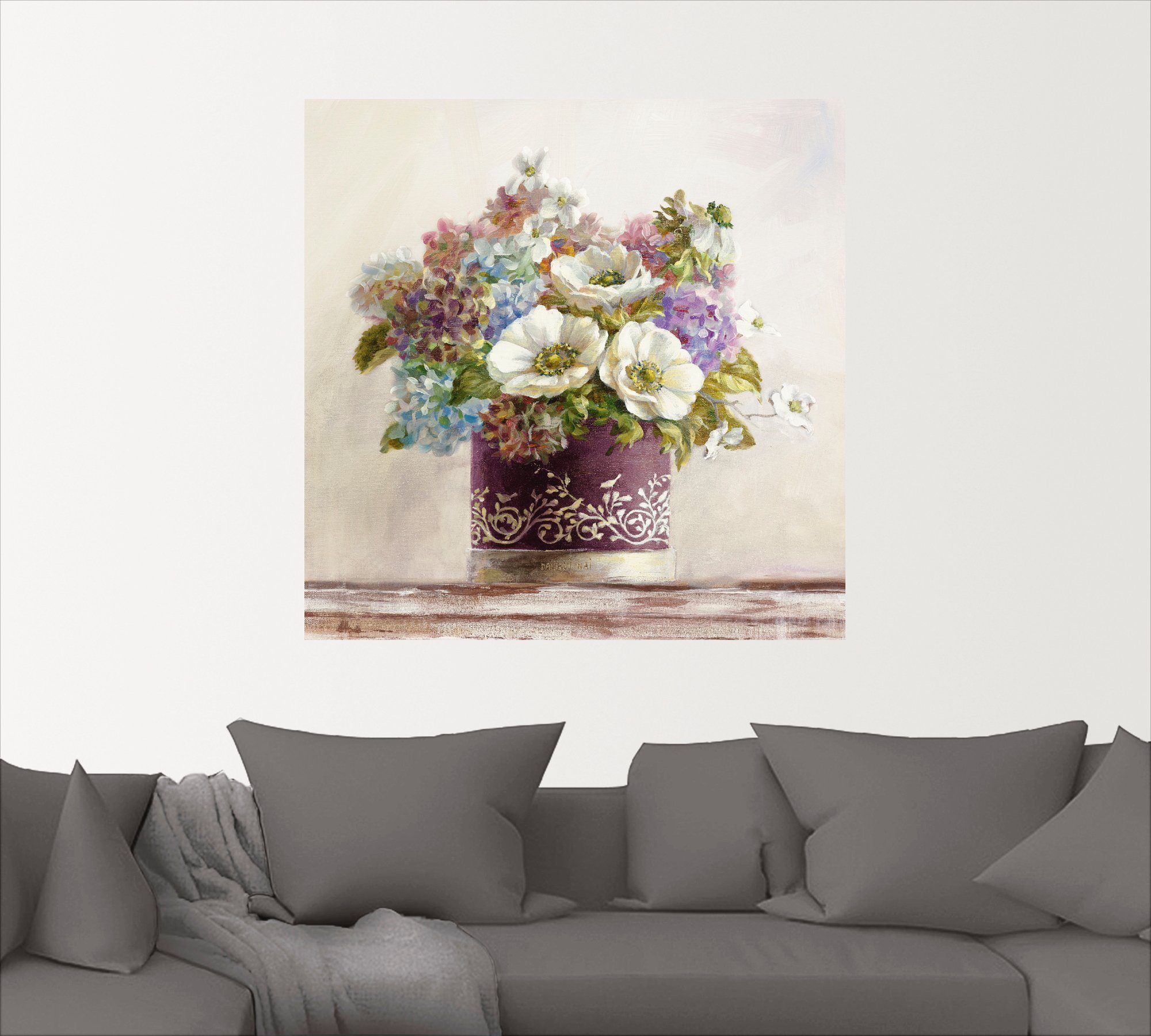 Artland Wandbild Anemonen in Auberginer Hutschachtel, günstig online kaufen