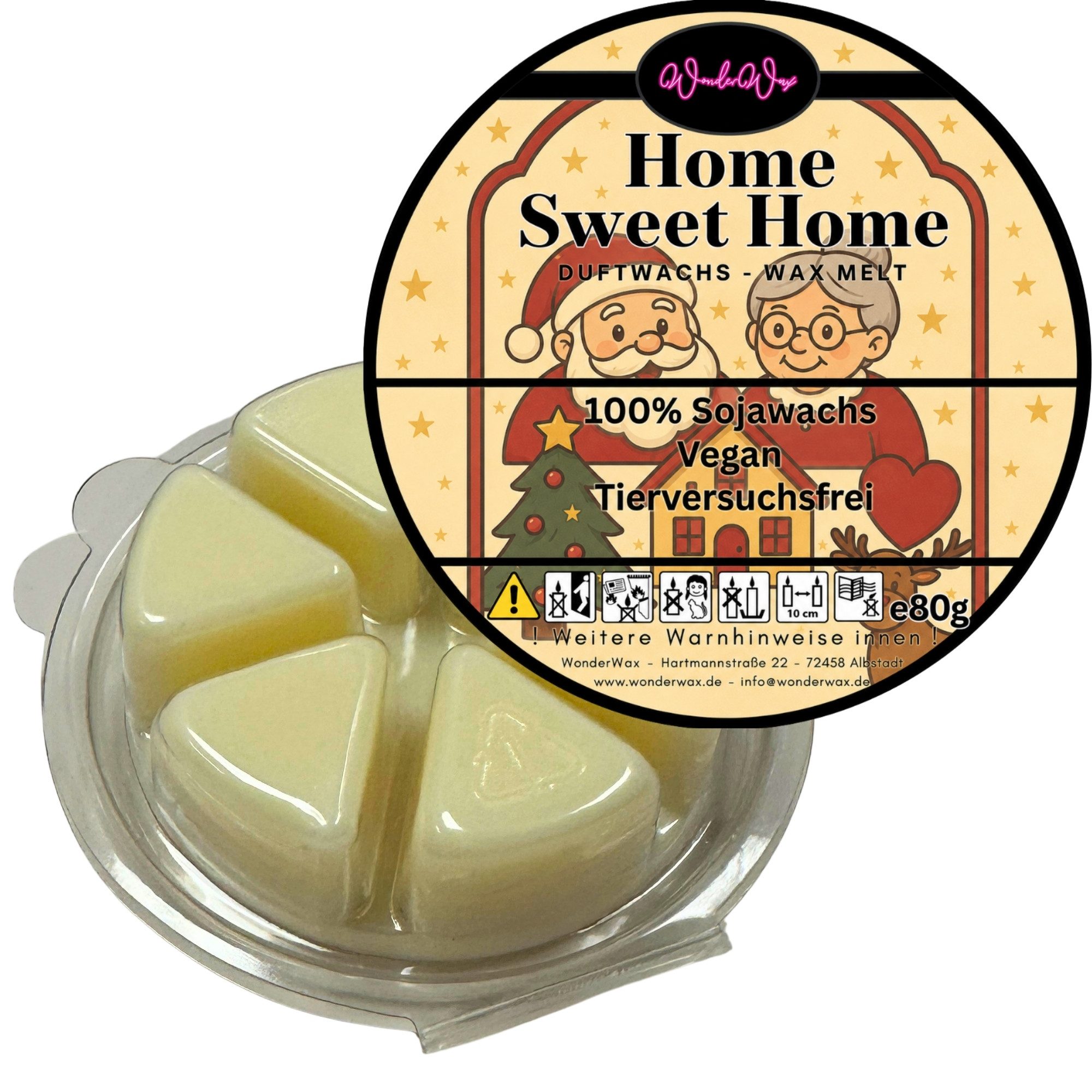 WonderWax Duftwachs WonderWax® Duftwachs Weihnachten 6 Ecken, (Home Sweet Home), Duftrichtung: Home Sweet Home