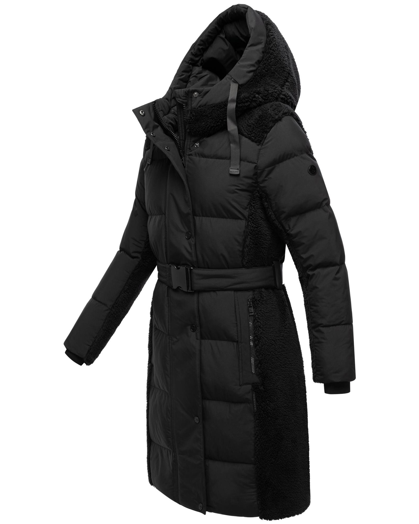 Navahoo Wintermantel Funkelteddy 14 Warmer Mantel mit Teddyplüsch-Akzenten und Taillengürtel