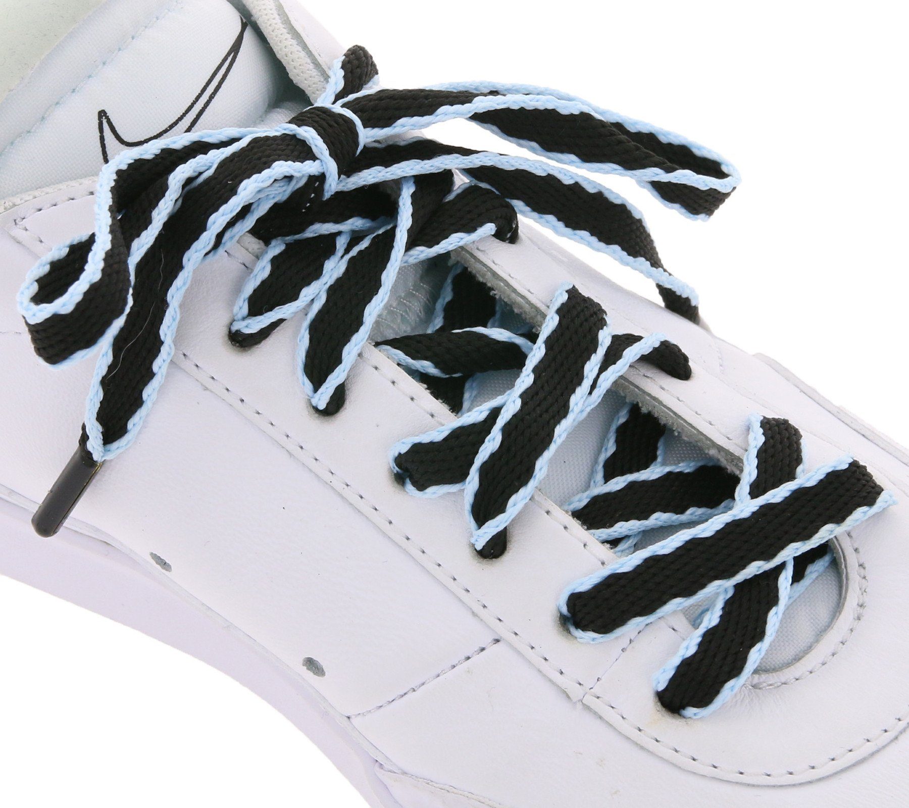 Tubelaces Schnürsenkel TubeLaces Schuhe Schnürbänder zweifarbige Schnürsenkel Schuhbänder Schwarz/Hellblau