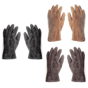 Sonia Originelli Strickhandschuhe Damenhandschuhe Leder Schmal Winter Finger Gefüttert Schmal geschnitten, Farben können abweichen