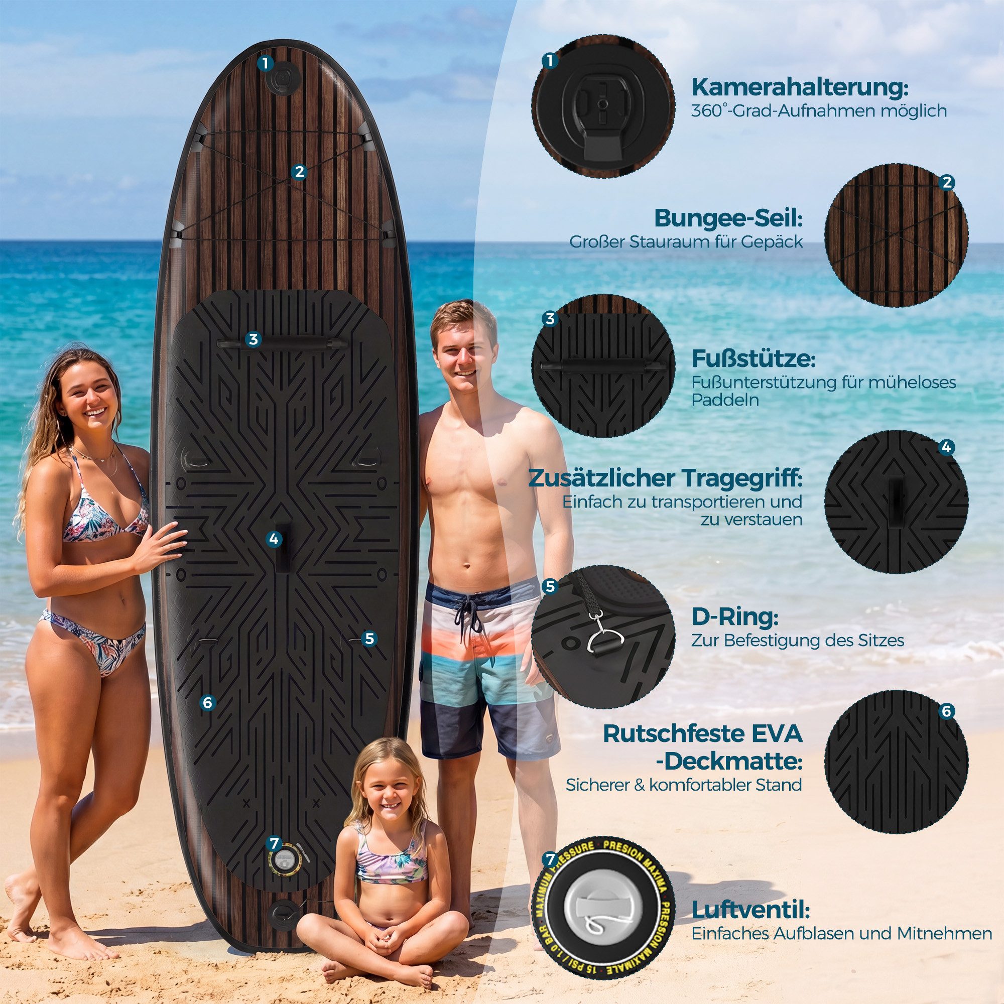 HOMALL Inflatable SUP-Board Aufblasbares Stand Up Paddle Board mit Halter, Sitz und Fußband, 320cm SUP-Board Set mit Action-Cam Halterung, Bis 130kg