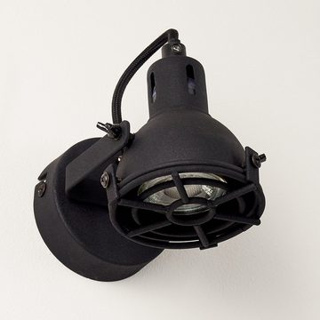 hofstein Wandleuchte moderne Wandlampe aus Metall in Schwarz, LED wechselbar, 3000 Kelvin, verstellbar mit Schirmen in Gitter-Optik (8,5 cm), 1 x GU10 (inkl)
