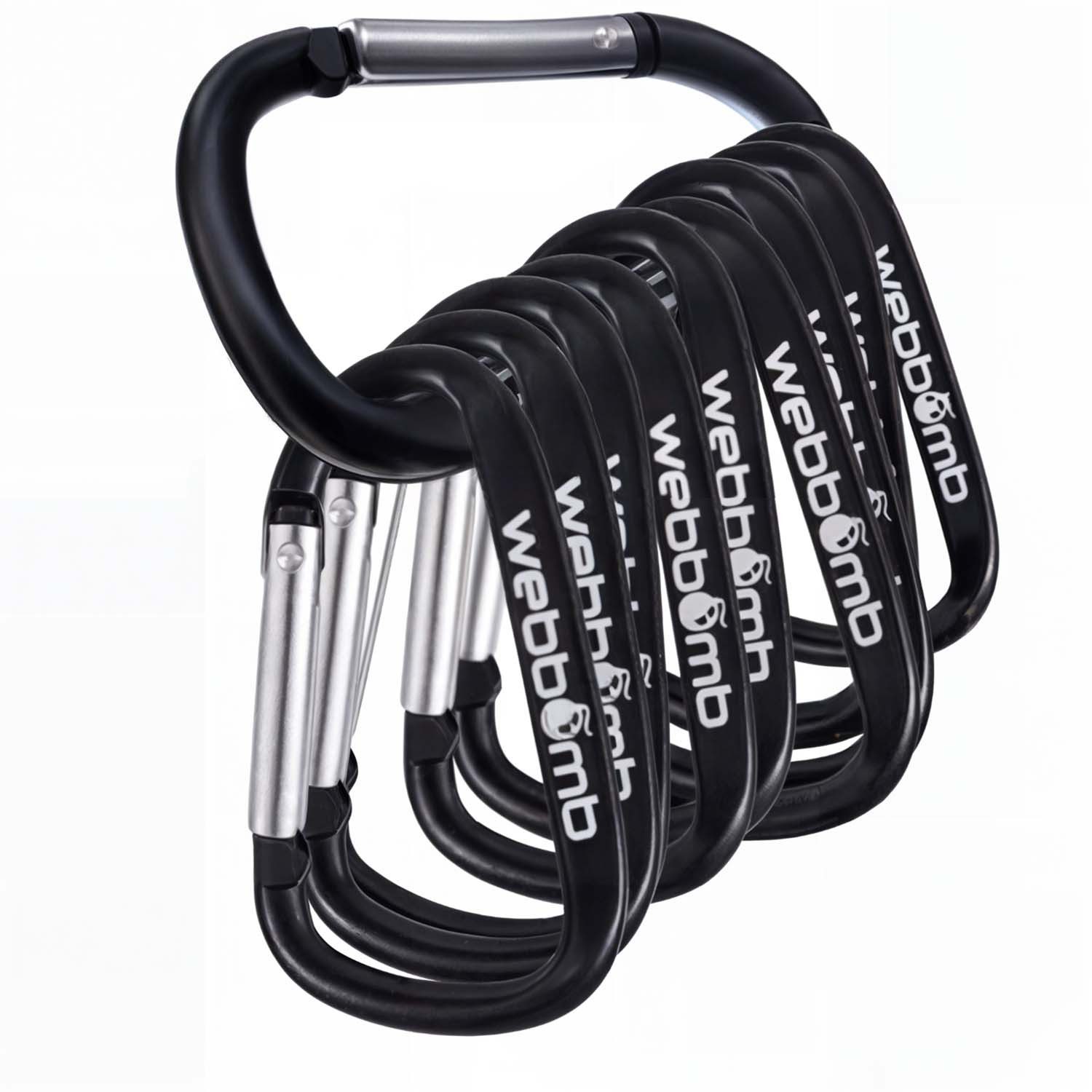 WEBBOMB Karabiner 10 x Bunte Karabinerhaken 6,7/ 8cm Schlüsselanhänger für Camping Sport