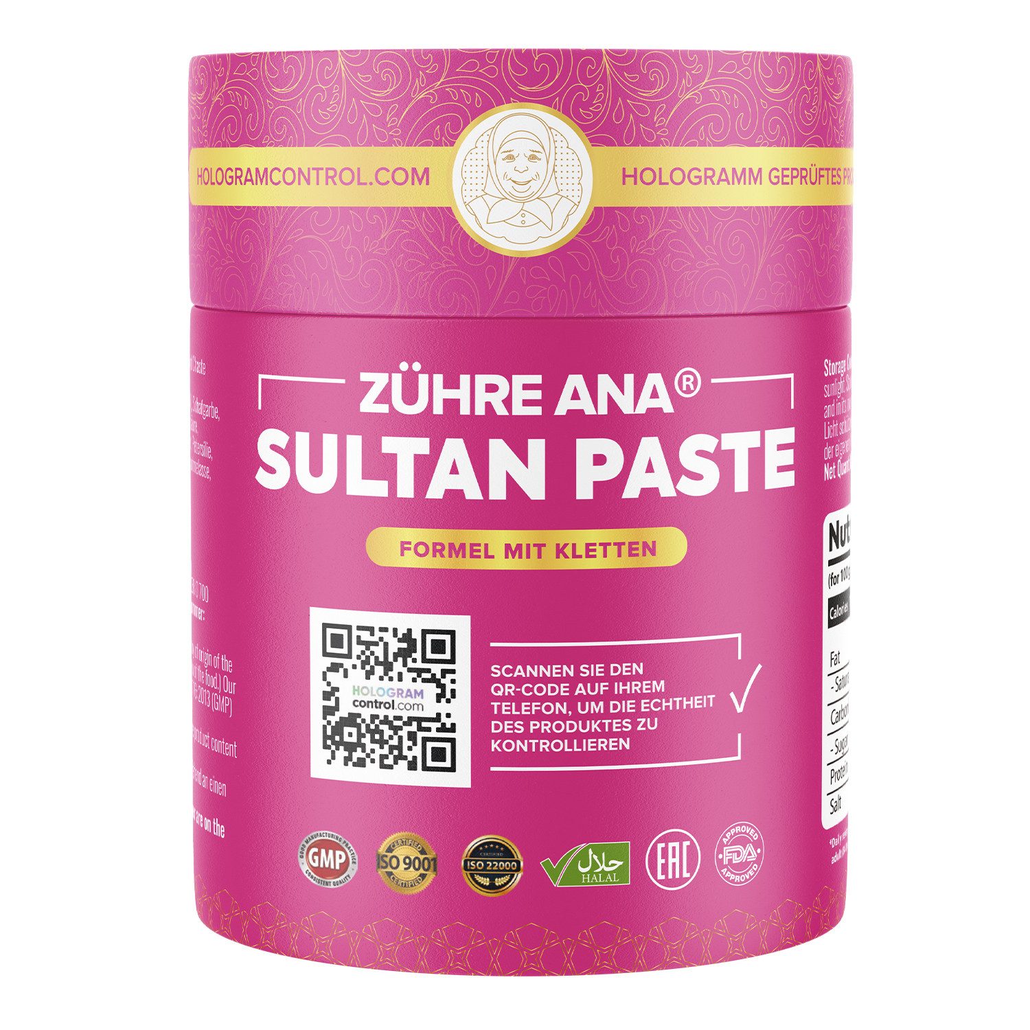 Zühre Ana® Sultanpaste – Paste mit Klettenwurzel, Mönchspfeffer und Schafgarbe Paste, 240 g, Sultanpaste–Natürliche Heilkräuter & Vitamin B12 Formel