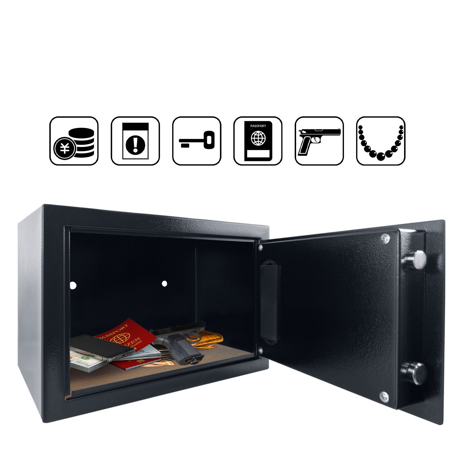 FIVMEN Tresor Wandtresor Elektronischer Safe Möbeltresor Geldkassette mit Schlüssel (31x20x20cm / 35x25x25cm / 38x30x30cm), Mit zahlenschloss Für Wohnwagen Schr – Bild 5 von 5