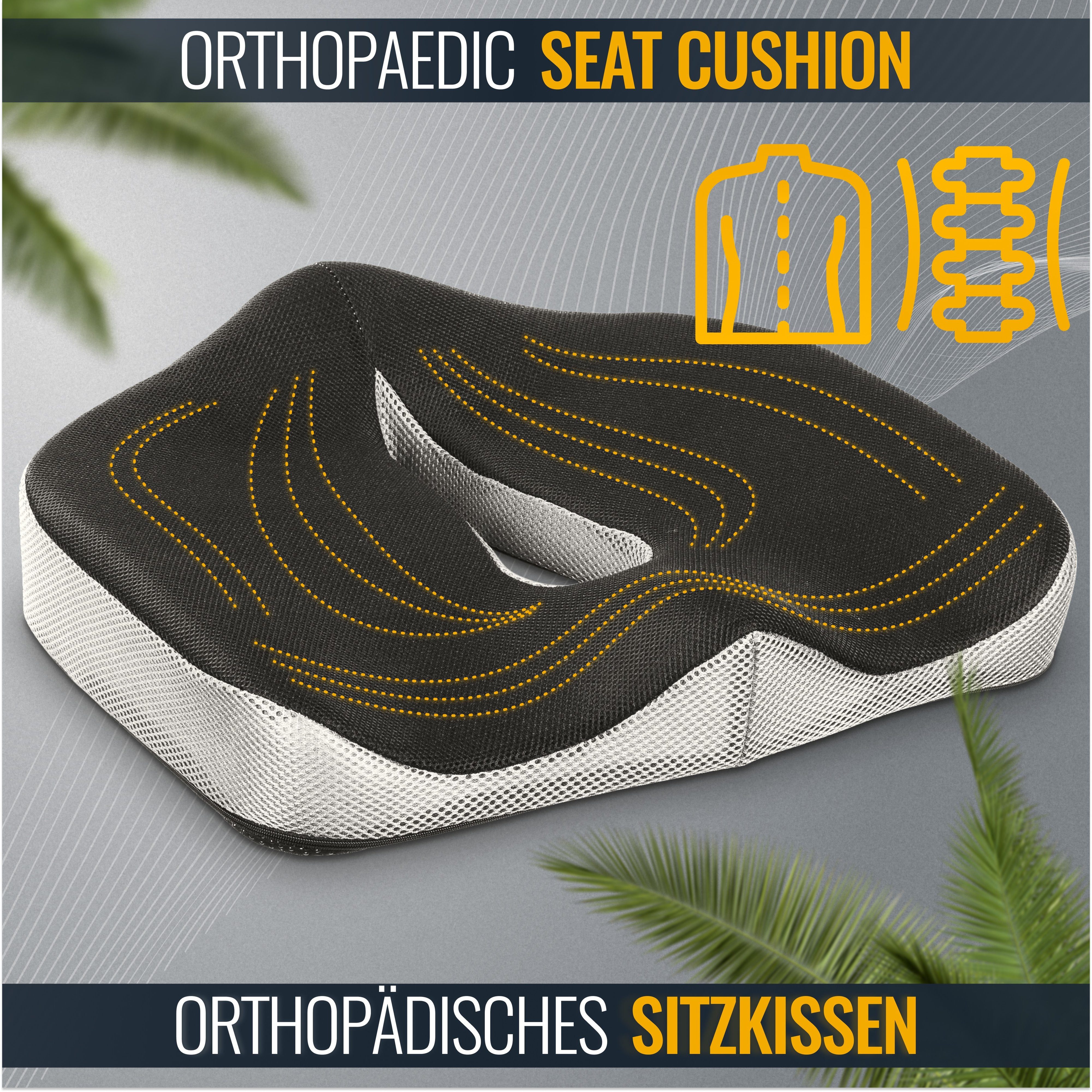 RICOO Haltungskissen SK-U0110, 1-tlg., Ergonomisches Sitzkissen orthopädisches Kissen für Auto & Büro Stuhl