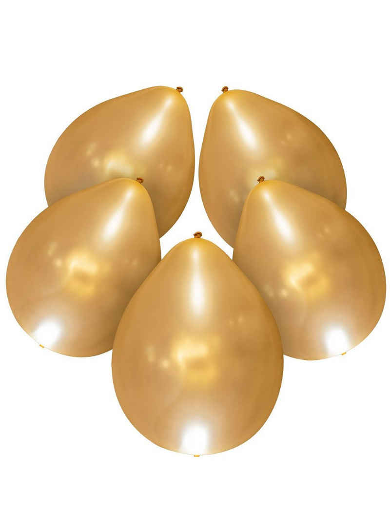 Boland Luftballon 5 LED Luftballons gold, Ein Satz Leuchtballons für Party, Jubiläum und Event