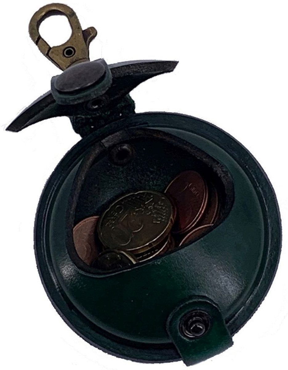 Mika Gürteltasche Schlüsselanhänger / Kleingeldbörse klein Sattelleder 7cm grün